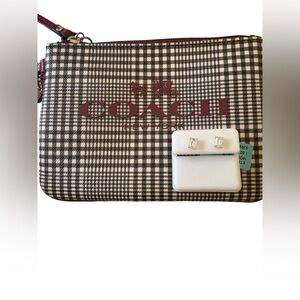 Coach Wristlet and Gold over Solid Silver 1.6 Carat VVSD Emerald Cut Earrings
